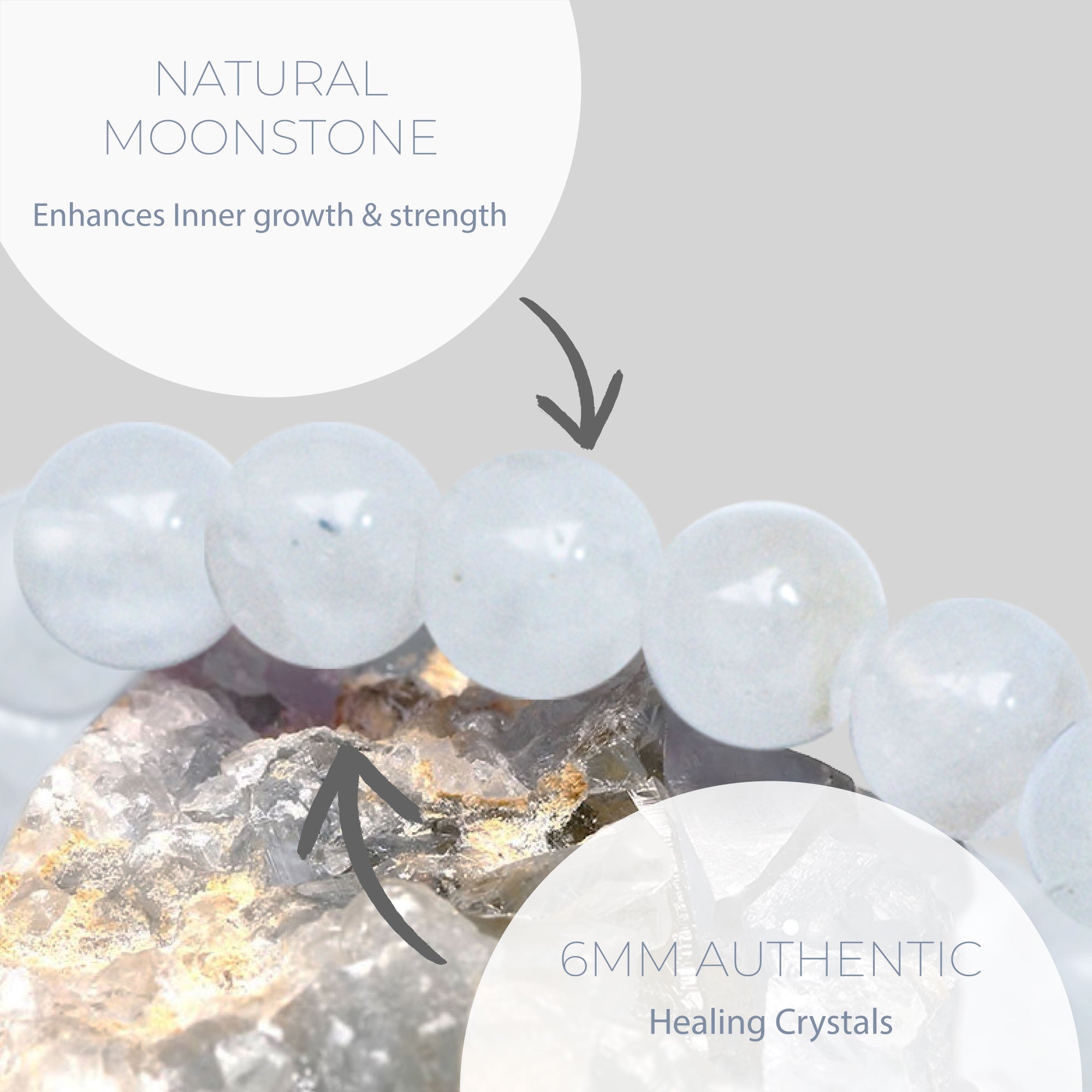 HEALING MOONSTONE BEAD BRACELET 6MM