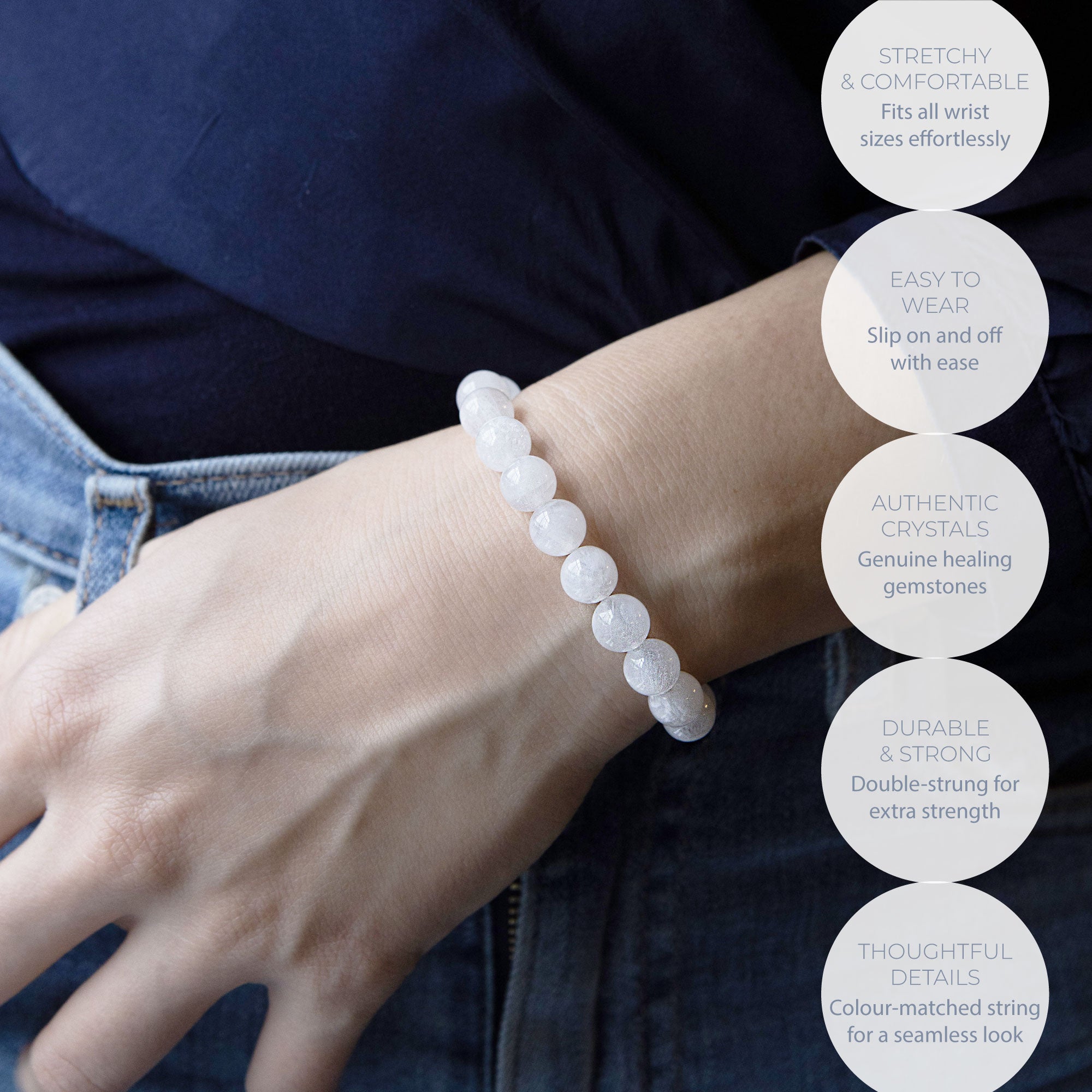 HEALING MOONSTONE BEAD BRACELET 8MM