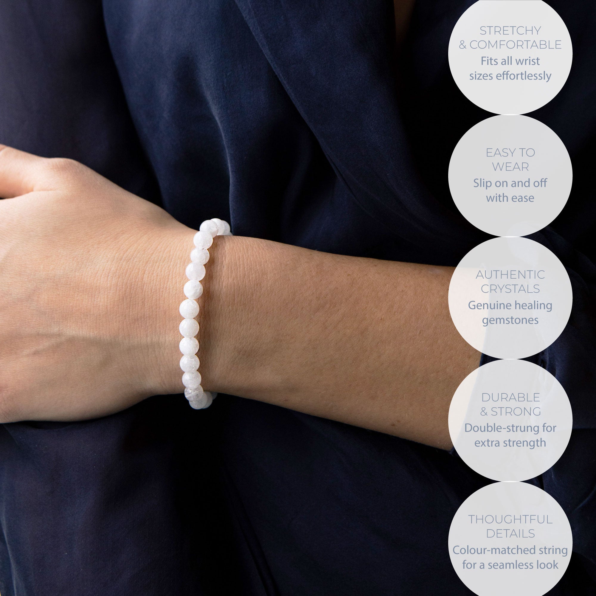 HEALING MOONSTONE BEAD BRACELET 6MM