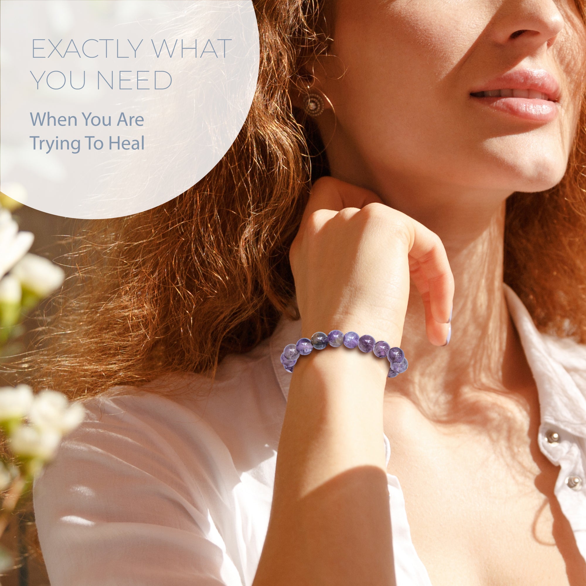 HEALING AMETHYST BEAD BRACELET 8MM