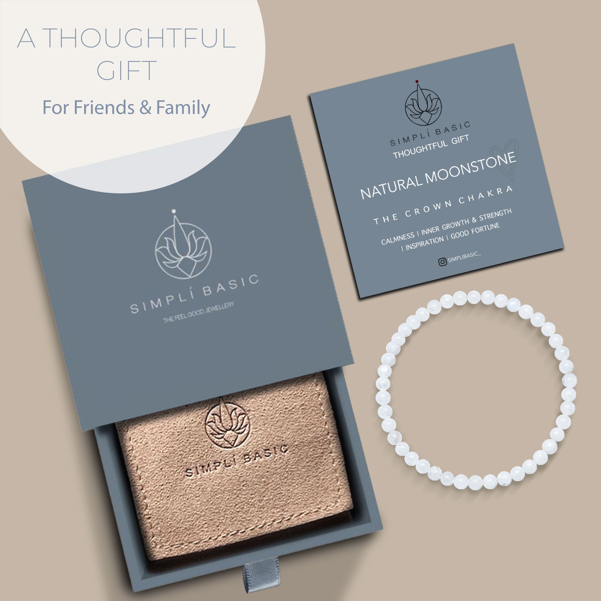 HEALING MOONSTONE BEAD BRACELET 4MM