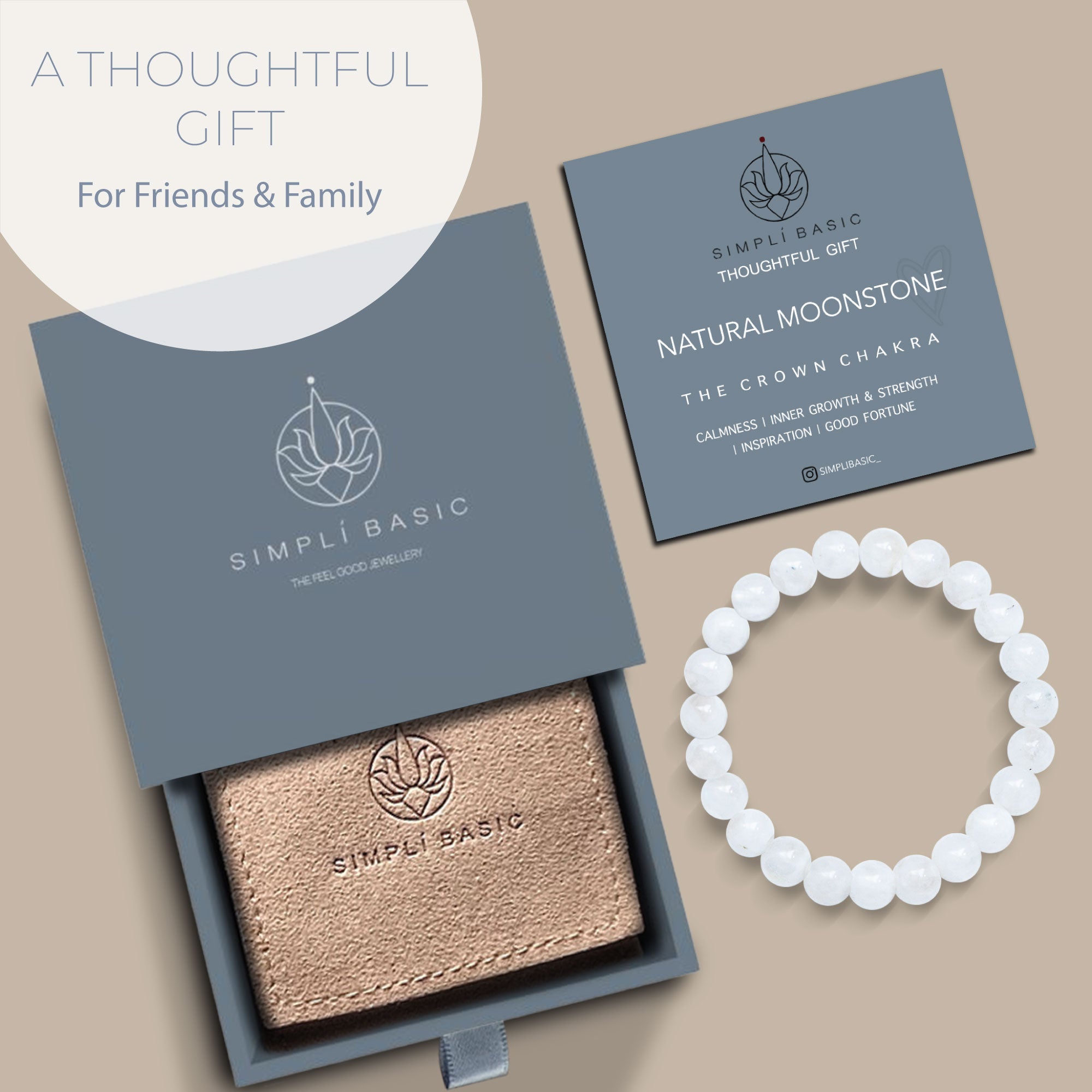 HEALING MOONSTONE BEAD BRACELET 8MM