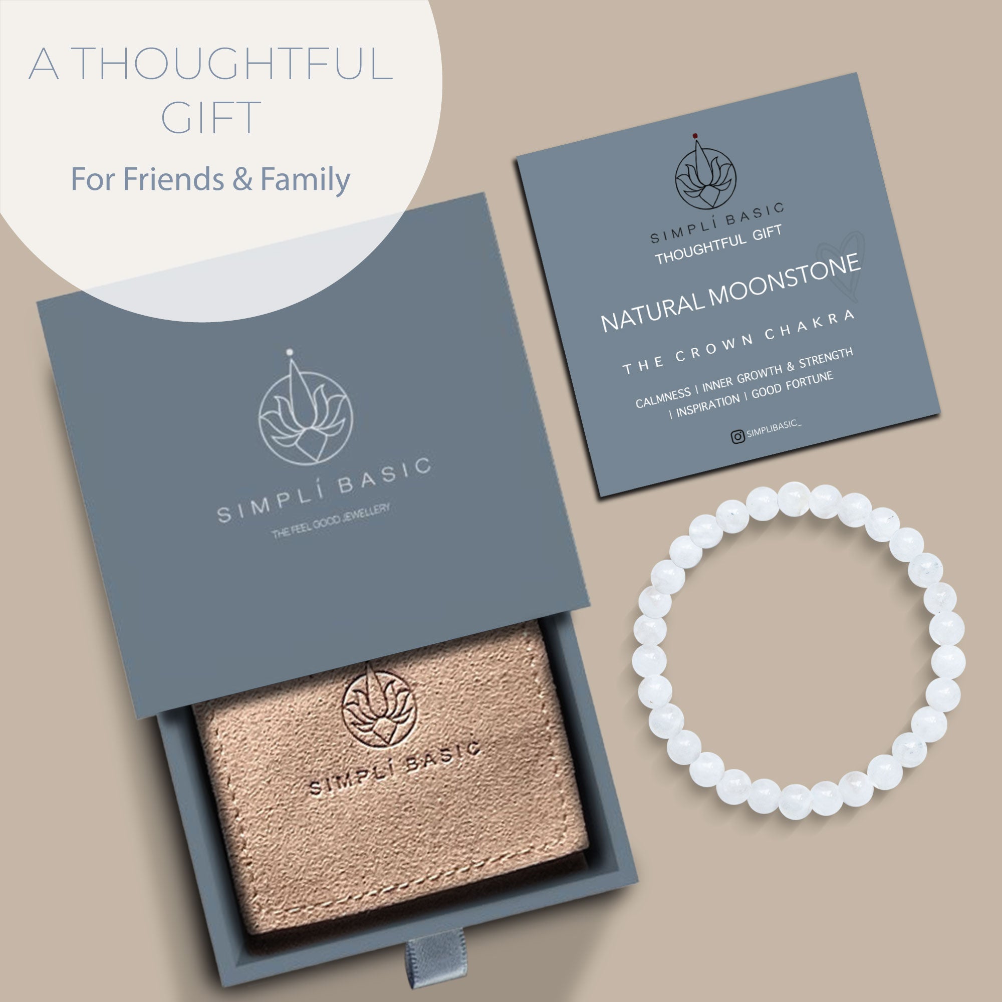 HEALING MOONSTONE BEAD BRACELET 6MM