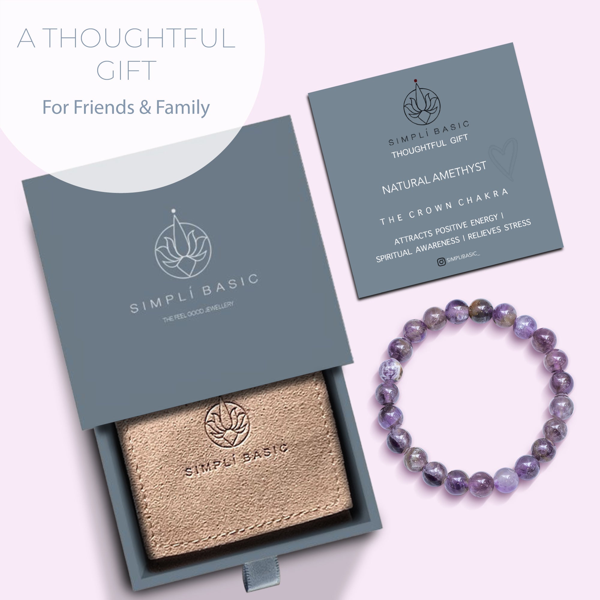 HEALING AMETHYST BEAD BRACELET 8MM