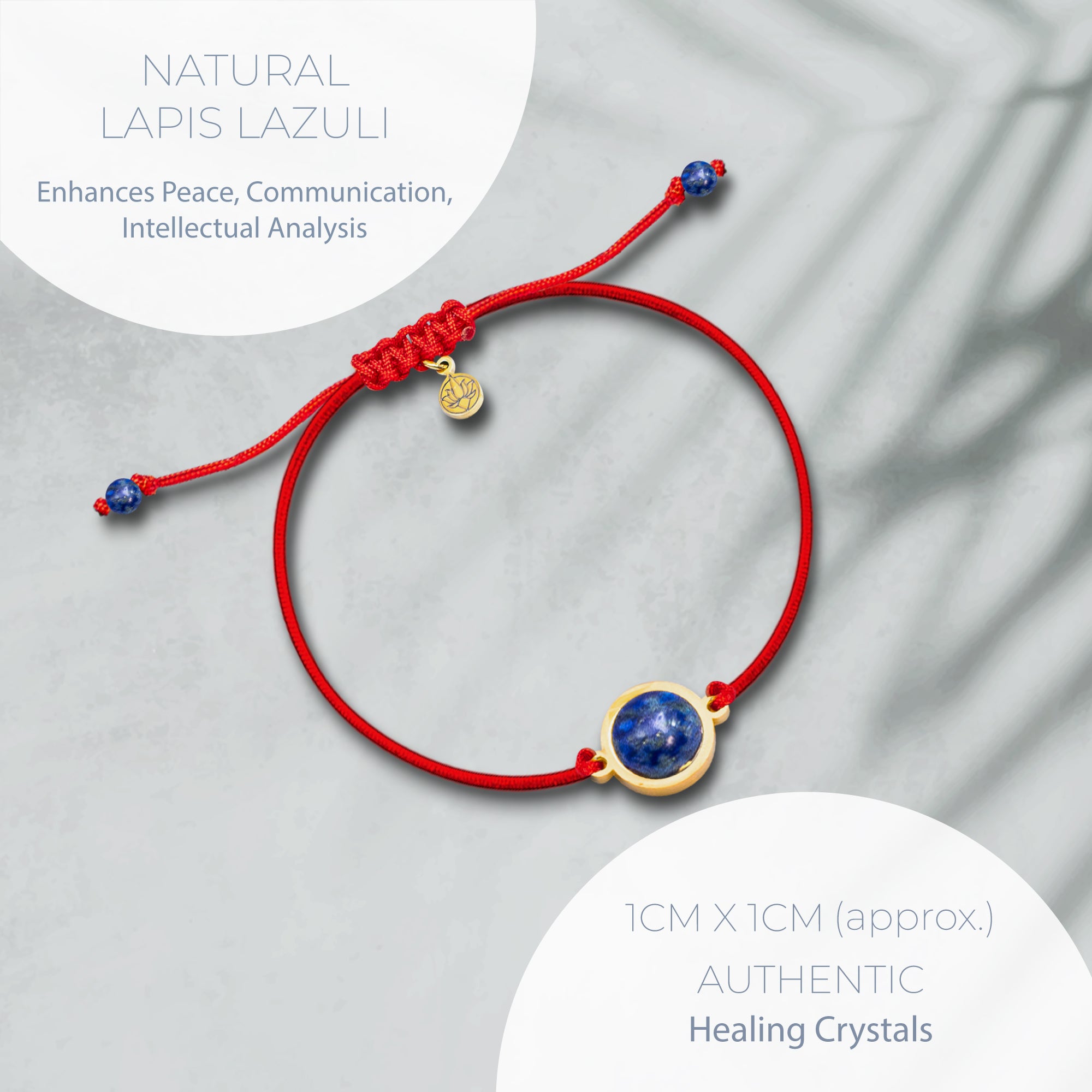 NATURAL LAPIS LAZULI & RED STRING BRACELET – ADJUSTABLE SOFT CORD