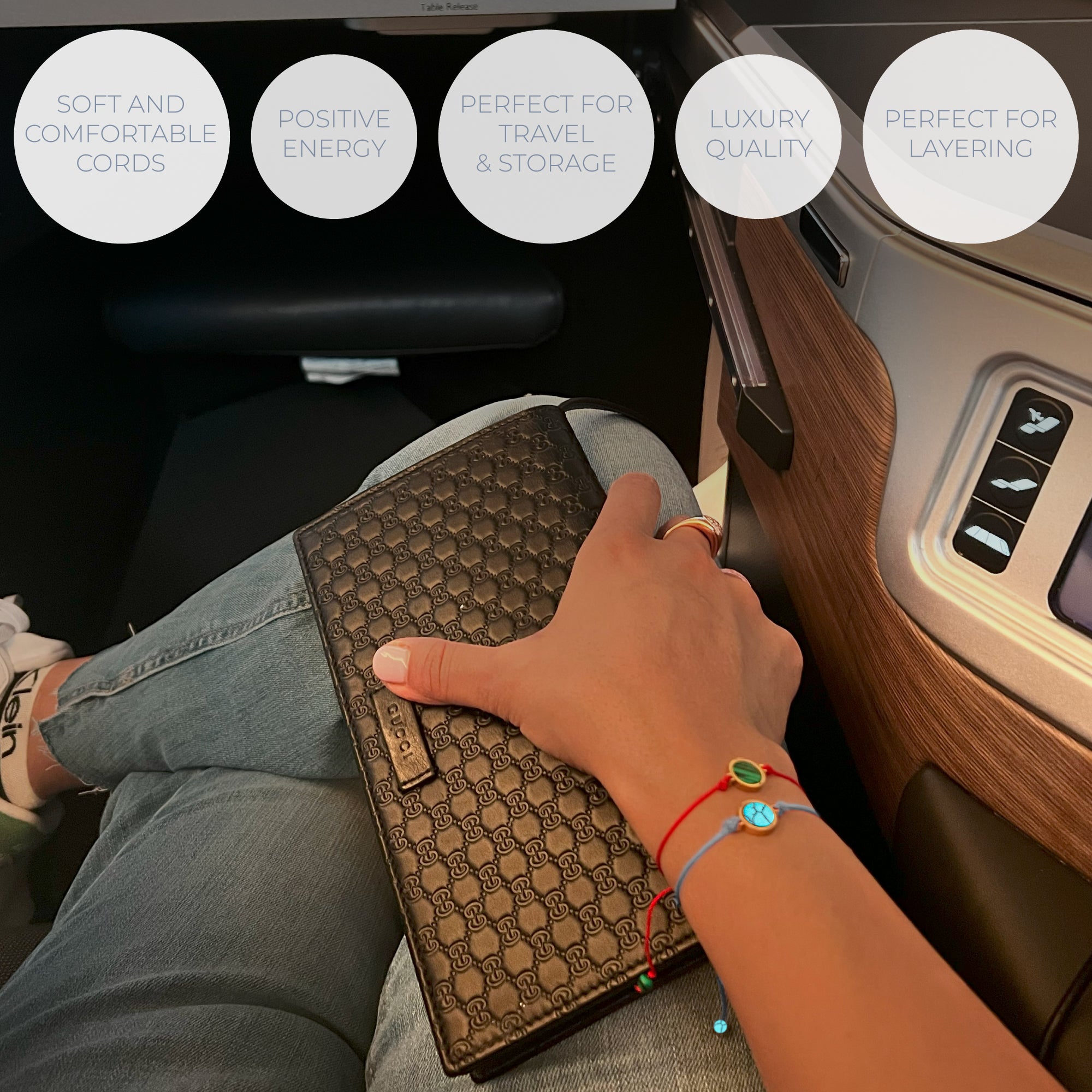 NATURAL TURQUOISE STONE STRING BRACELET – ADJUSTABLE BLACK SOFT CORD