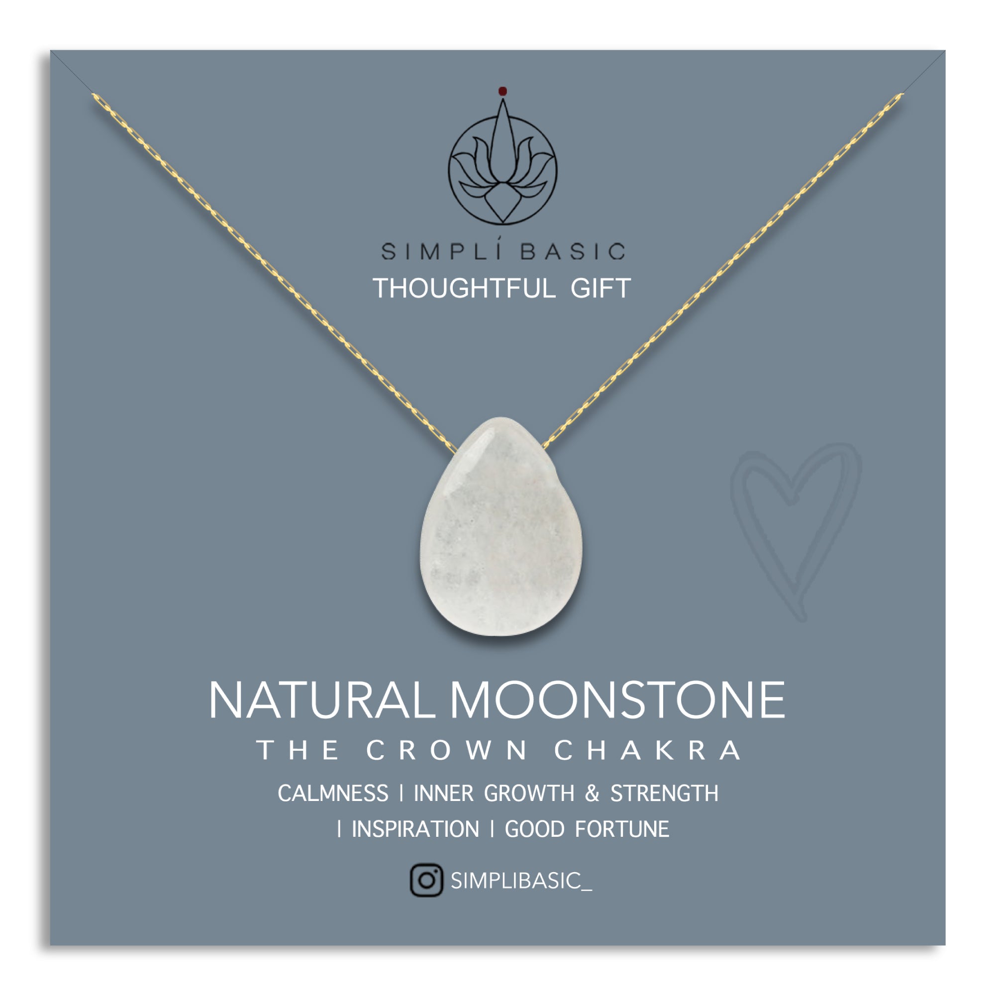 NATURAL MOONSTONE TEARDROP 18K GOLD PLATED CHAIN NECKLACE