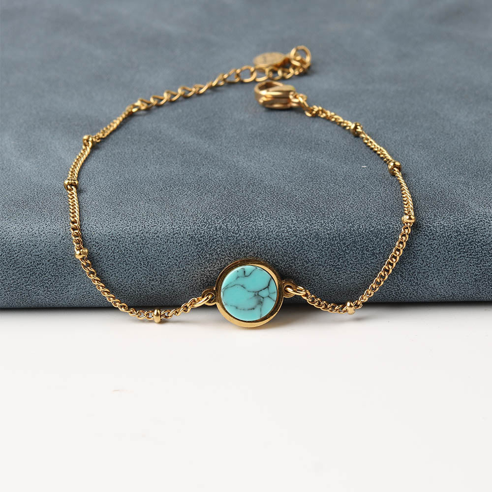 TURQUOISE 18K GOLD CHAIN BRACELET