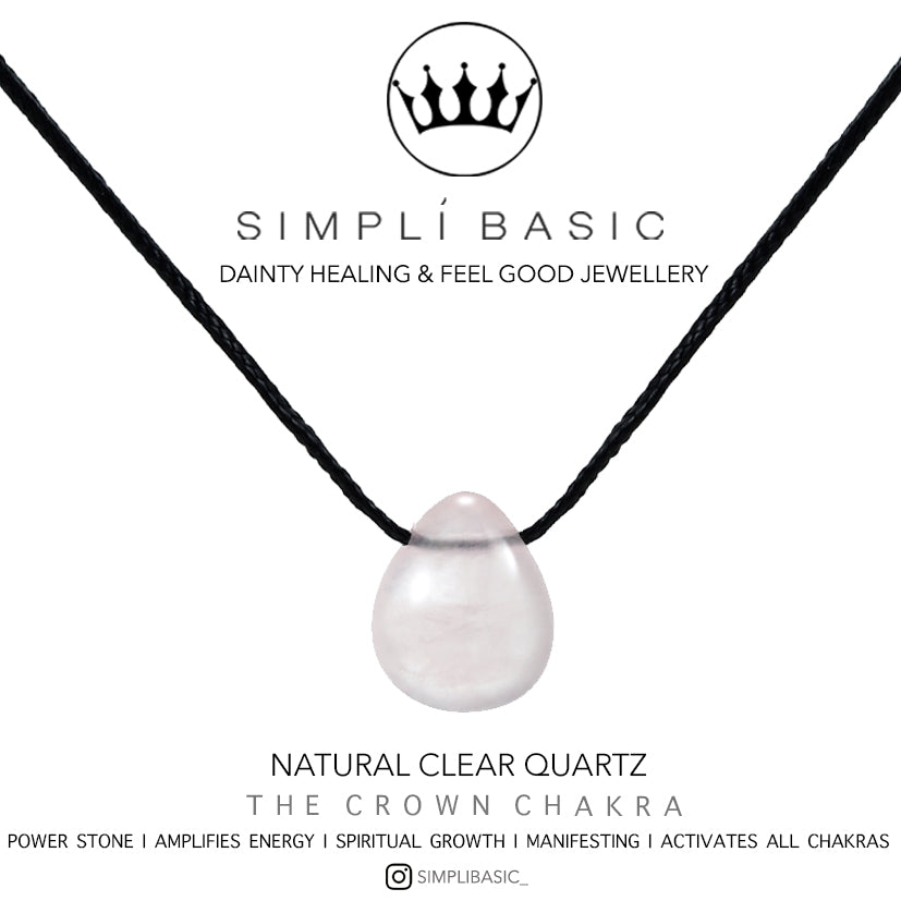 Clear quartz cord Necklace (pearl drop stone)