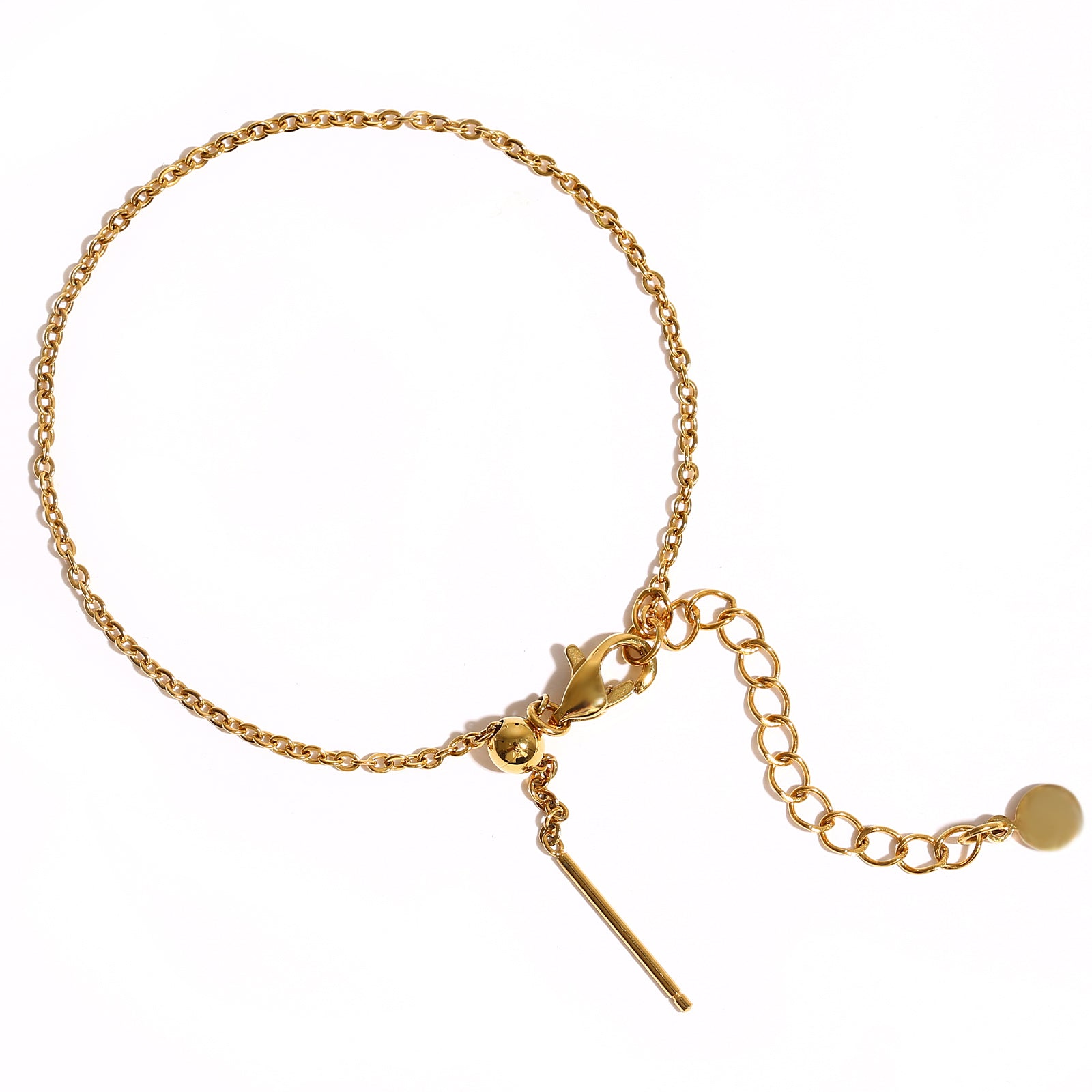 Adjustable Chain Bracelet, Stainless Steel 18K Gold