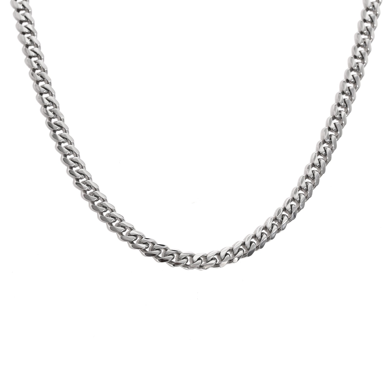 Choker Necklace Flat Curb Chain, Stainless Steel