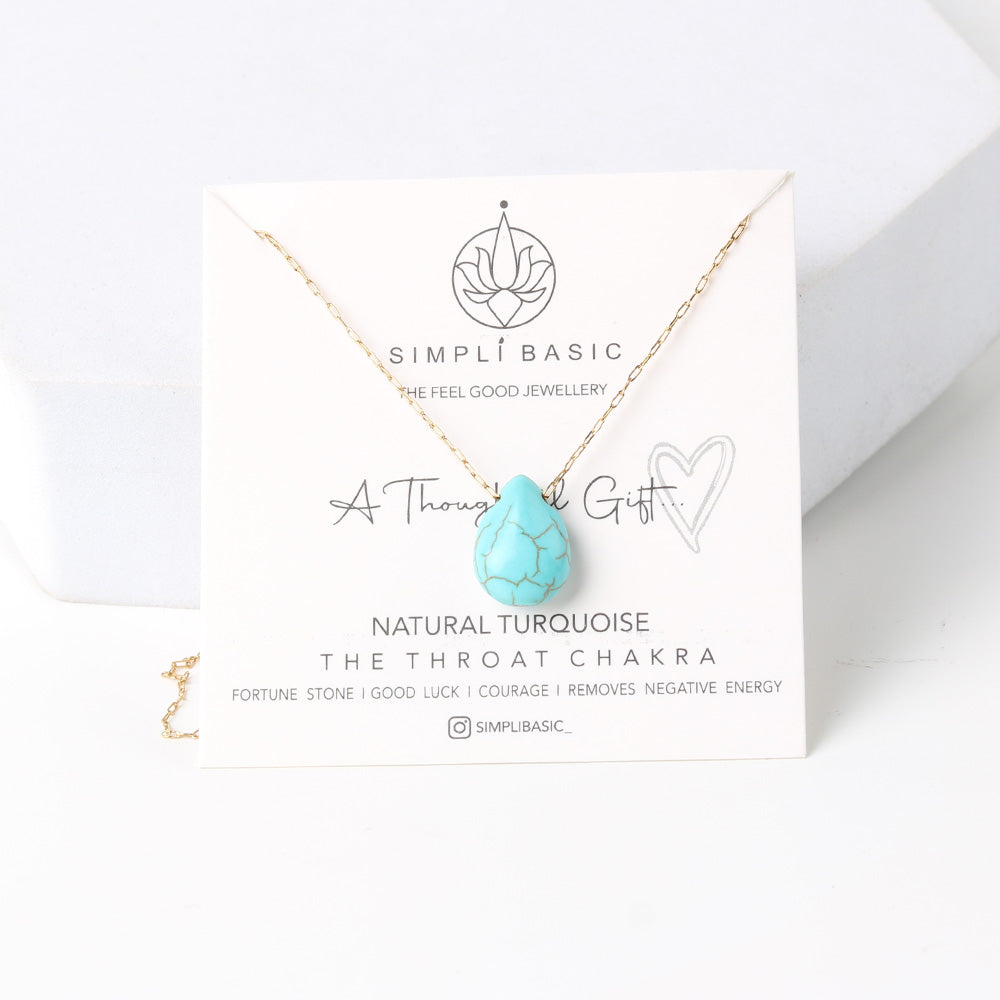 Turquoise chain Necklace pear drop