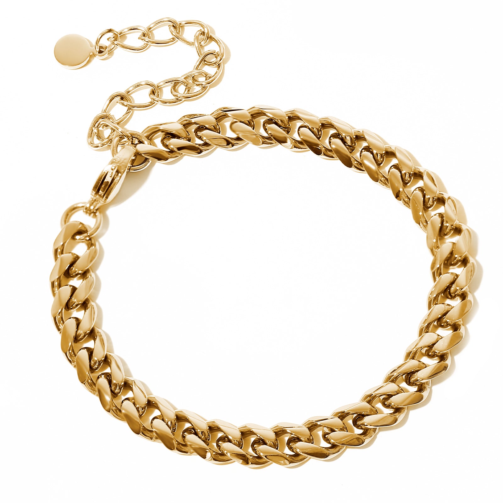 Flat Curb Chain Bracelet, Stainless Steel 18K Gold