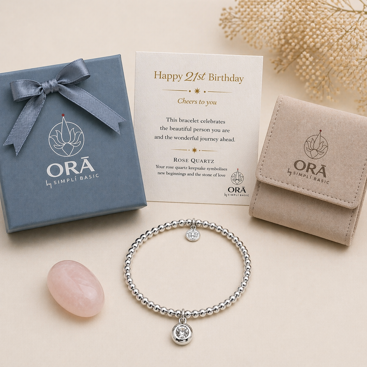 21st Birthday Rose Quartz Stainless Steel Bead Bracelet – Meaningful Milestone Gift for Her