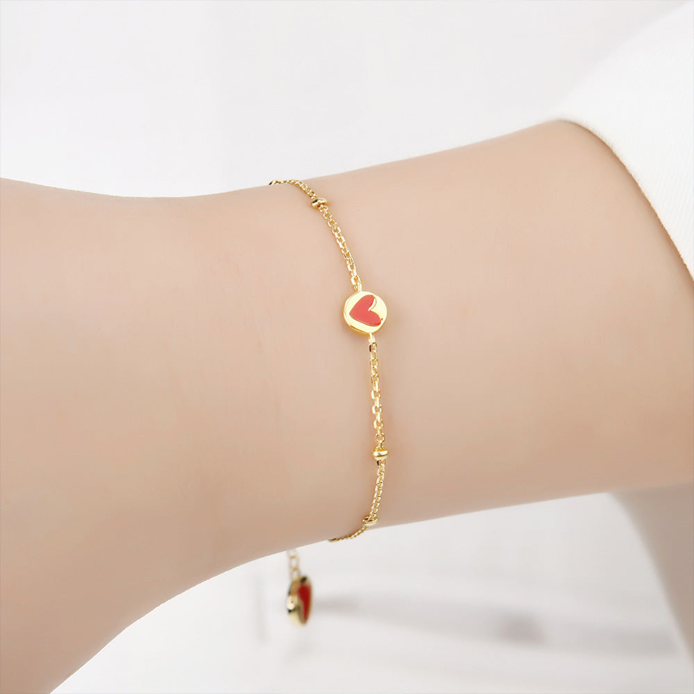 Heart chain bracelet 18k gold plated