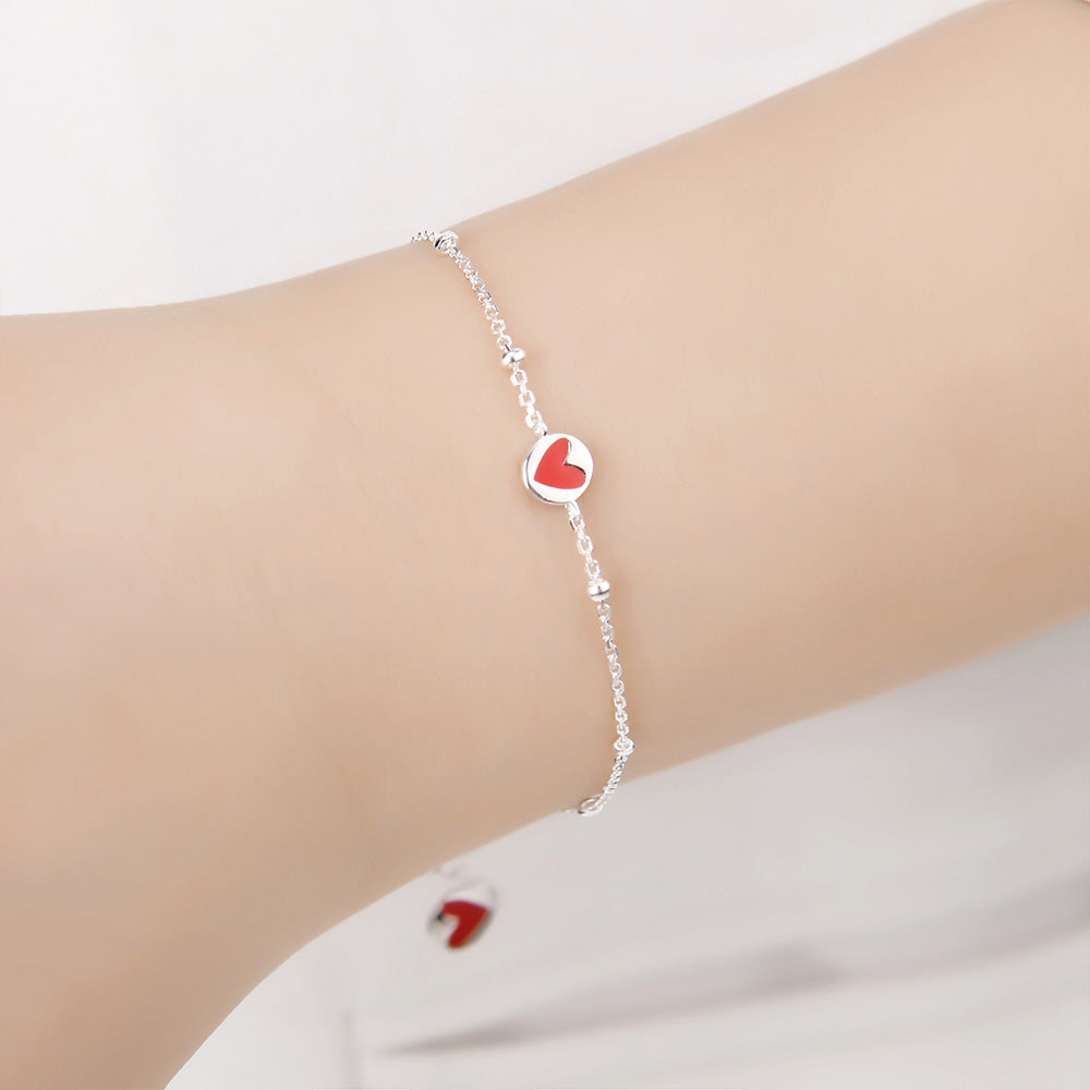 Heart chain bracelet silver