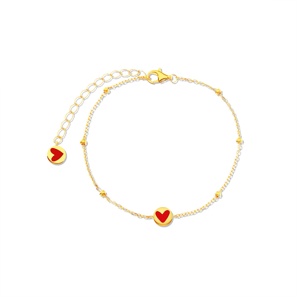 Heart chain bracelet 18k gold plated