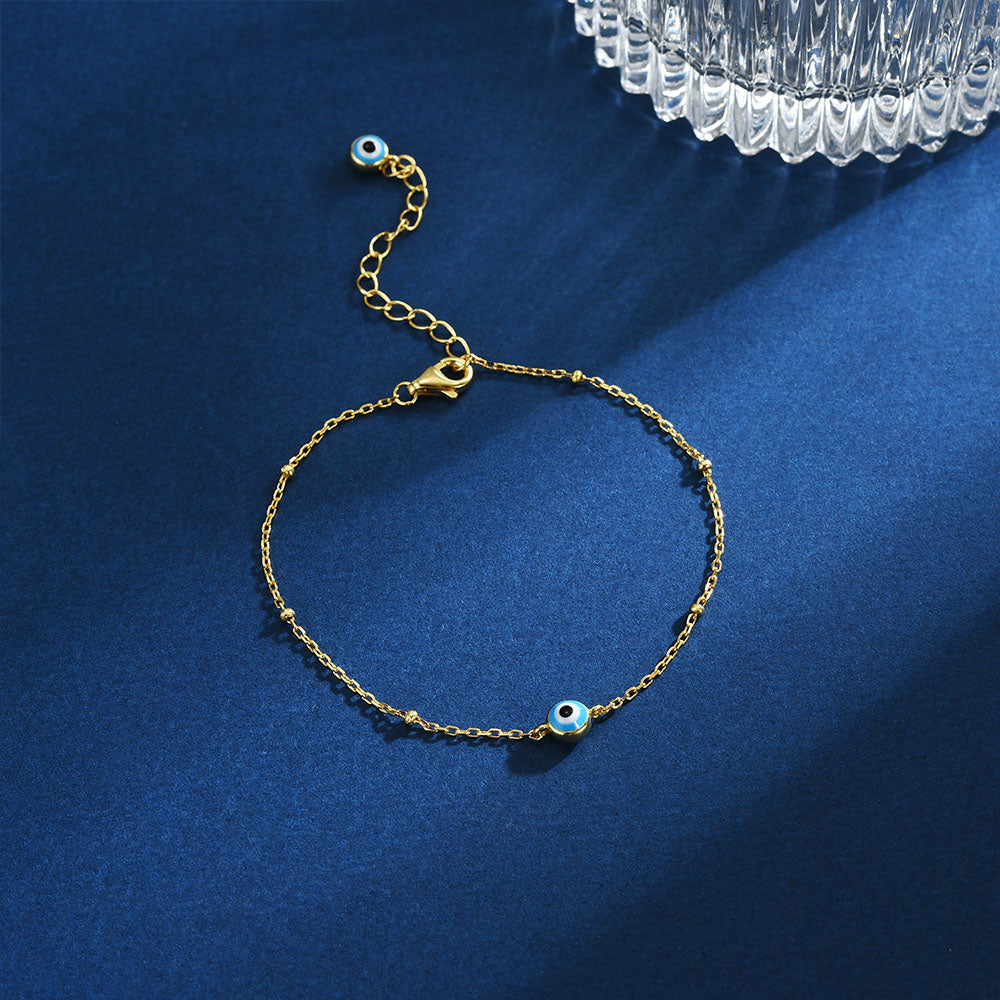 Evil eye ball chain bracelet 18k gold plated