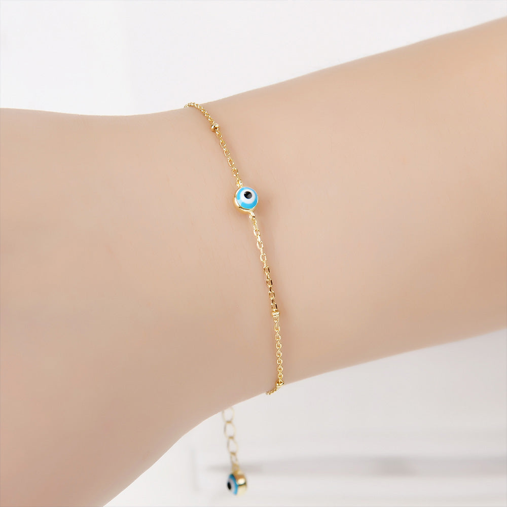 Evil eye ball chain bracelet 18k gold plated