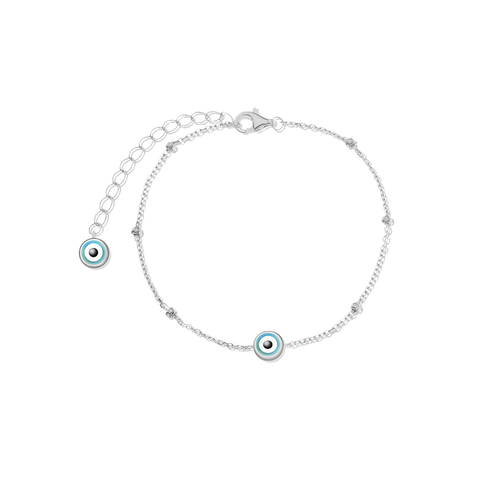 Evil eye ball chain bracelet silver