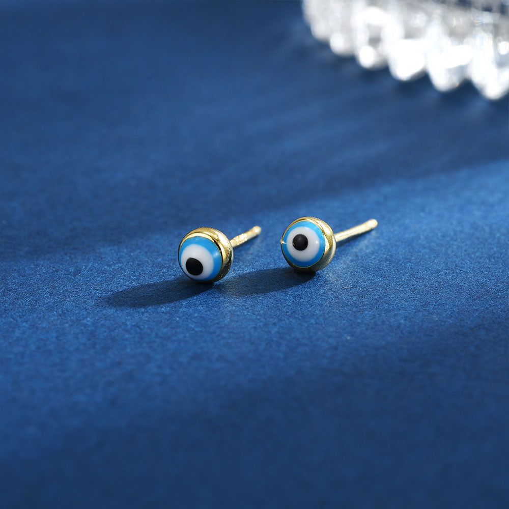 Evil eye ball stud 18k gold plated