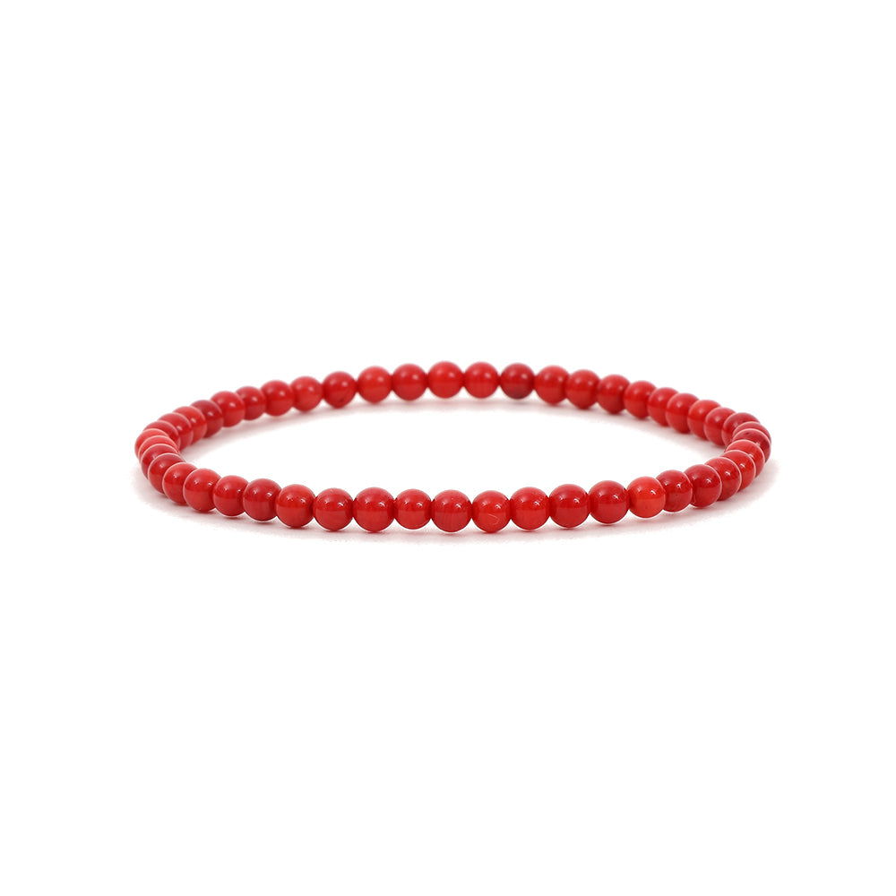 Healing Red coral bead bracelet 4mm