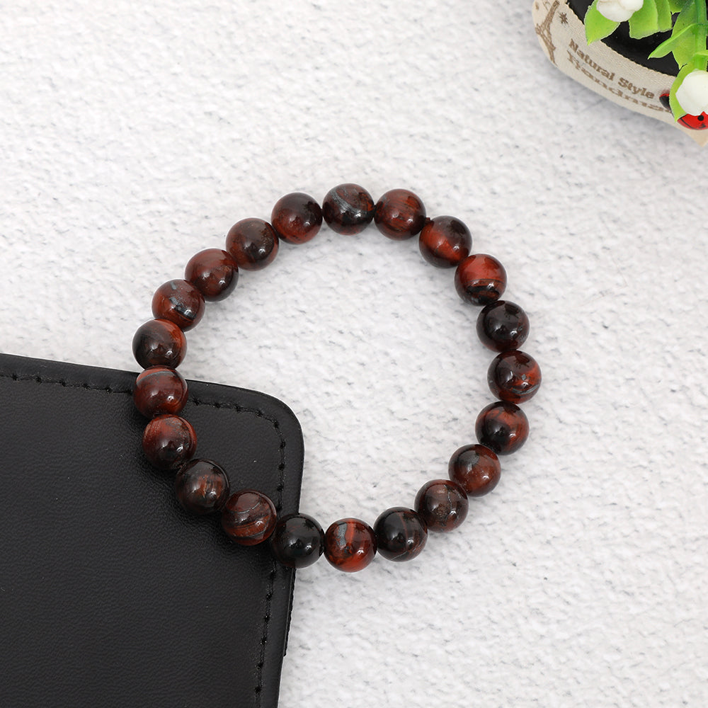 Healing red tiger eye bead bracelet 8mm