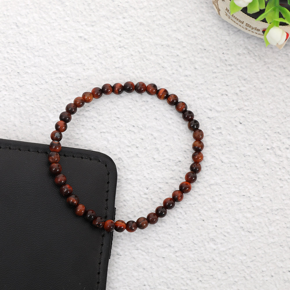 Healing red tiger eye bead bracelet 4mm