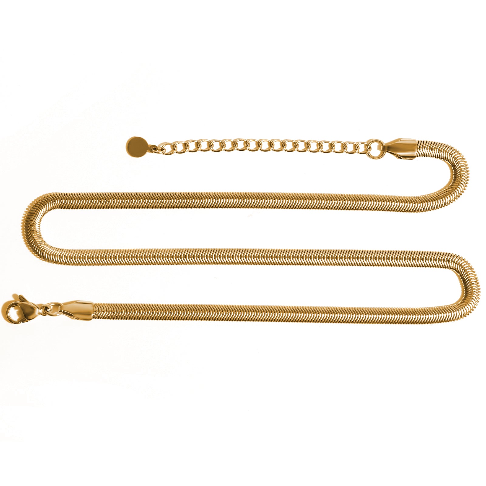 Short Snake Chain Necklace, Stainless Steel 18K Gold