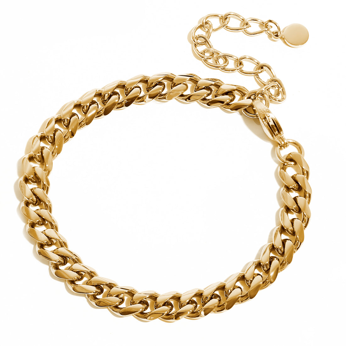 Flat Curb Chain Bracelet, Stainless Steel 18K Gold