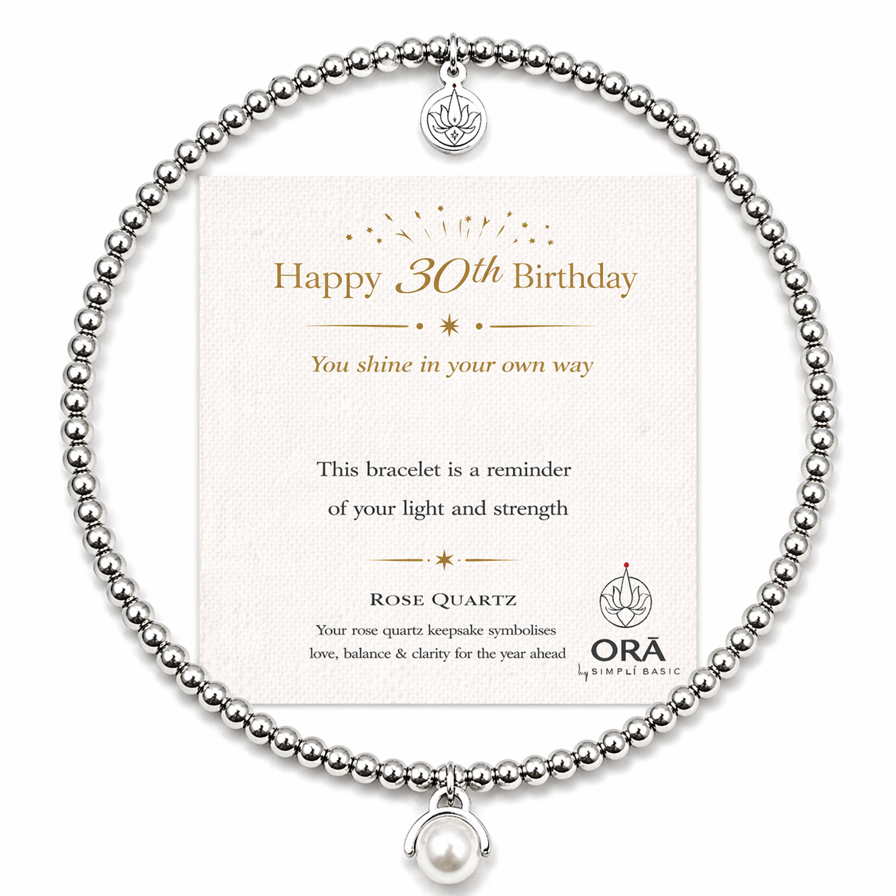 30th Birthday Rose Quartz Stainless Steel Bead Bracelet – Meaningful Gift for Her