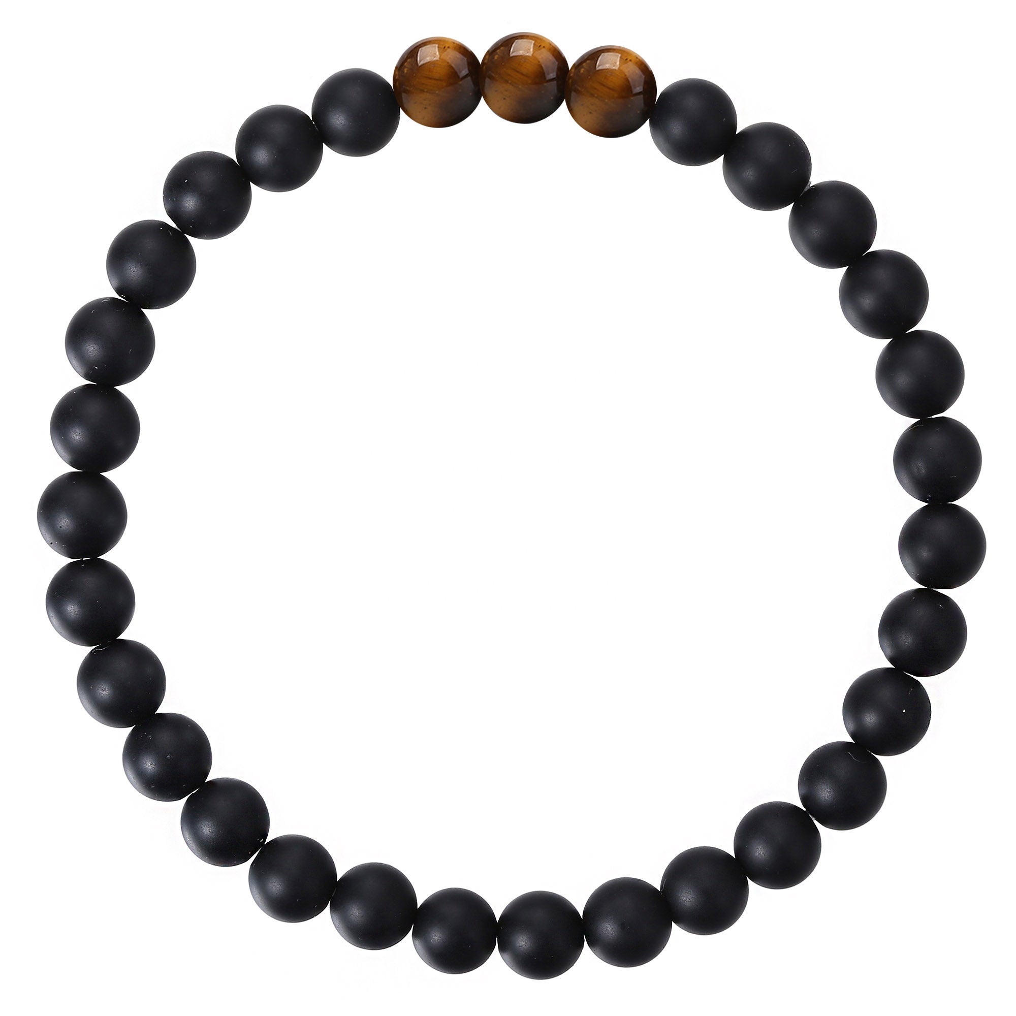 Healing Matte Onyx & 3 Tiger Eye bead bracelet 6mm