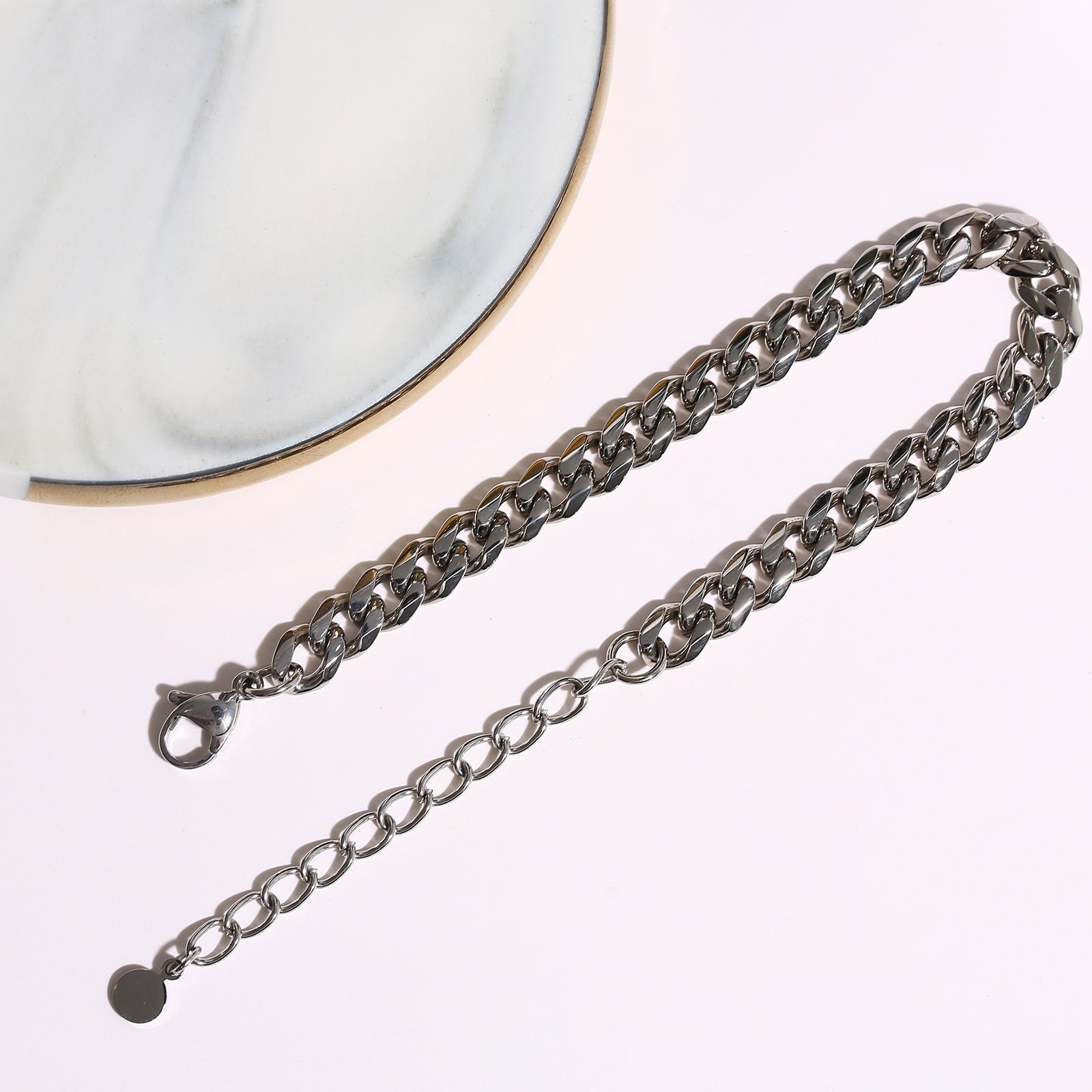 Flat Curb Chain Bracelet, Stainless Steel