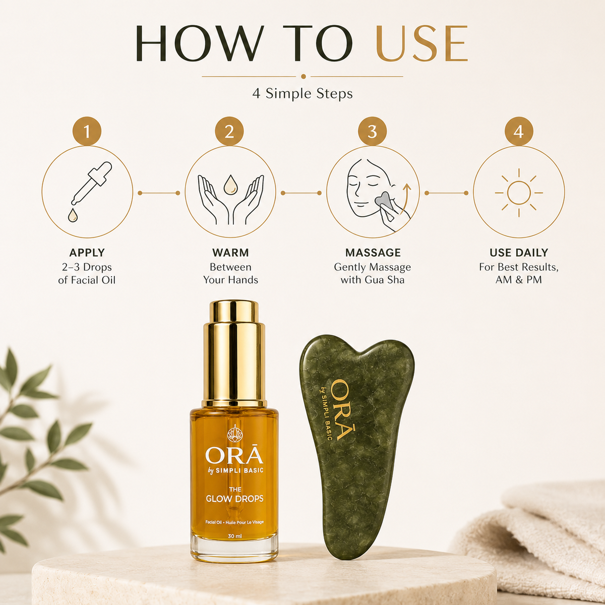 The Glow Drops — Hydrating Rosehip & Saffron Facial Oil + Jade Gua Sha