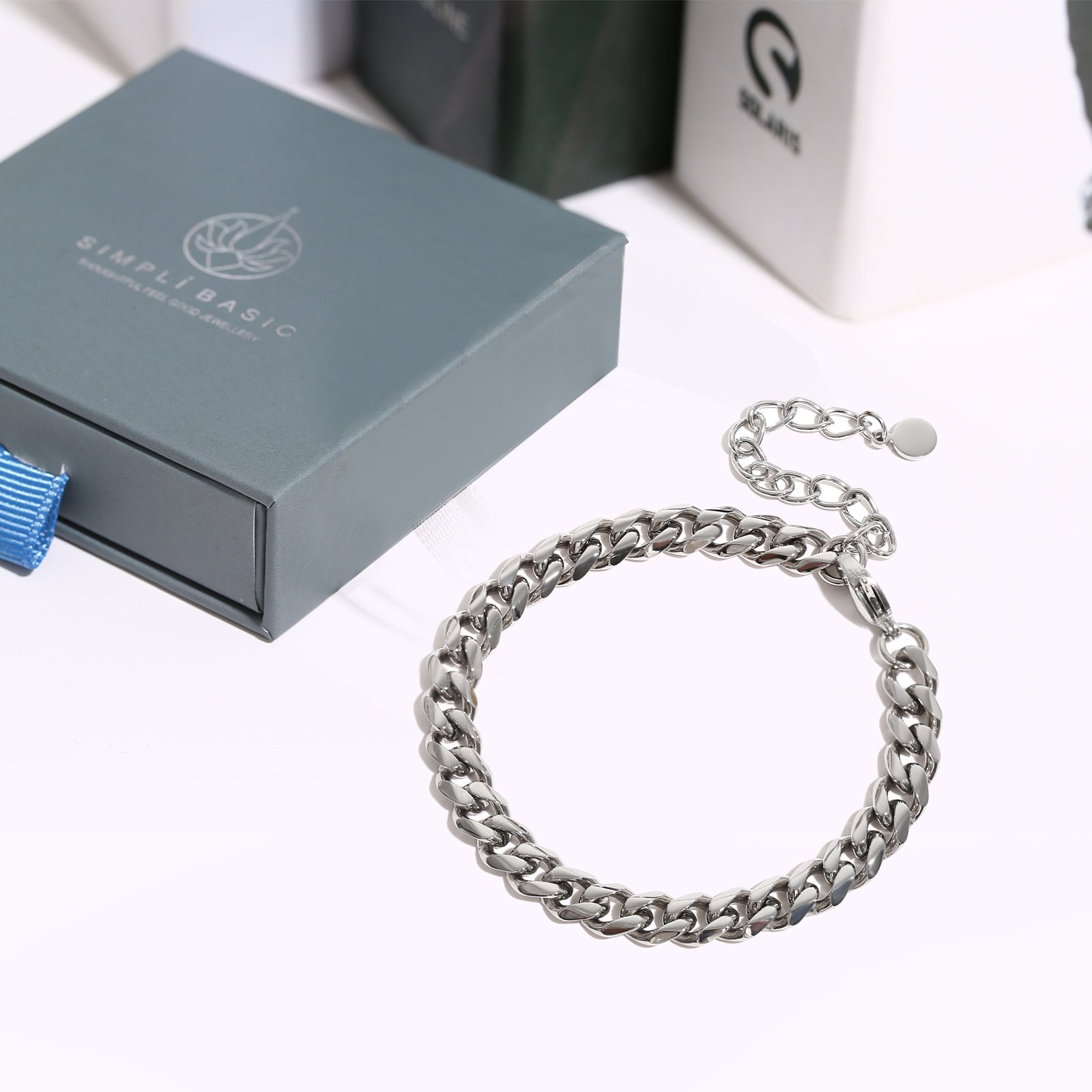 Flat Curb Chain Bracelet, Stainless Steel