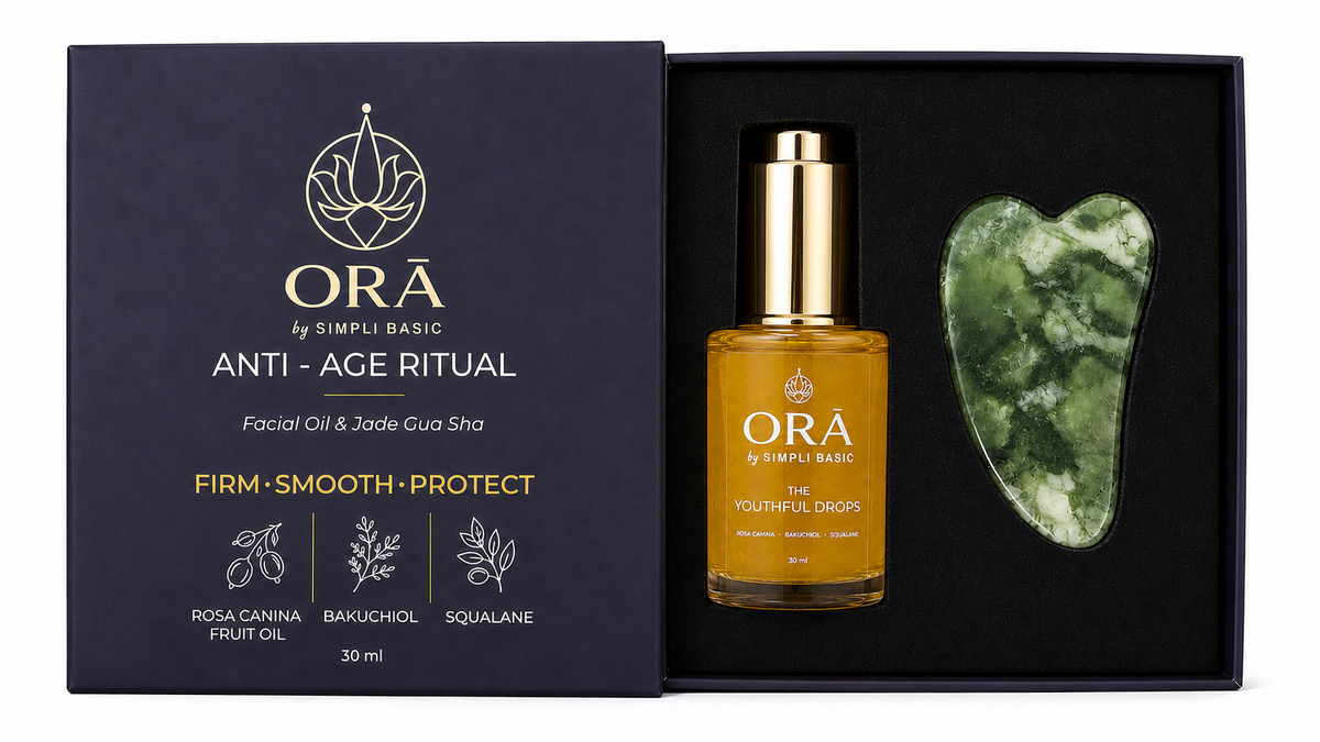 The Youthful Drops — Anti-Age Rosehip & Bakuchiol Facial Oil + Jade Gua Sha