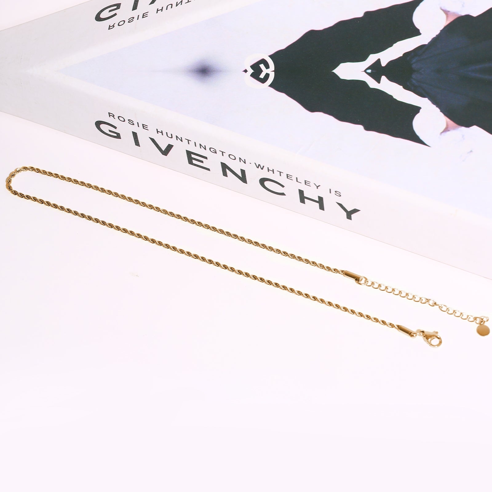 Long Rope Chain Necklace, Stainless Steel 18K Gold