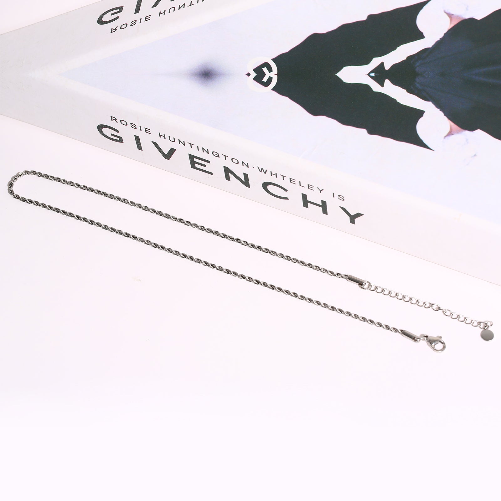 Long Rope Chain Necklace, Stainless Steel