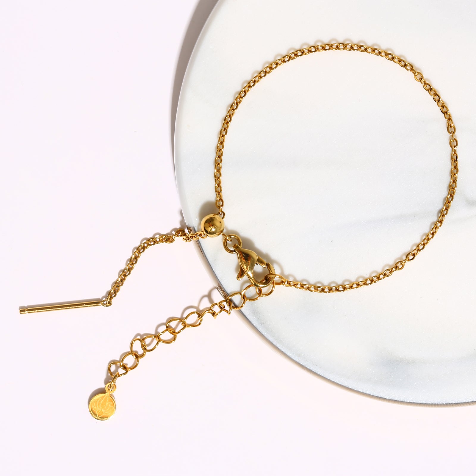 Adjustable Chain Bracelet, Stainless Steel 18K Gold