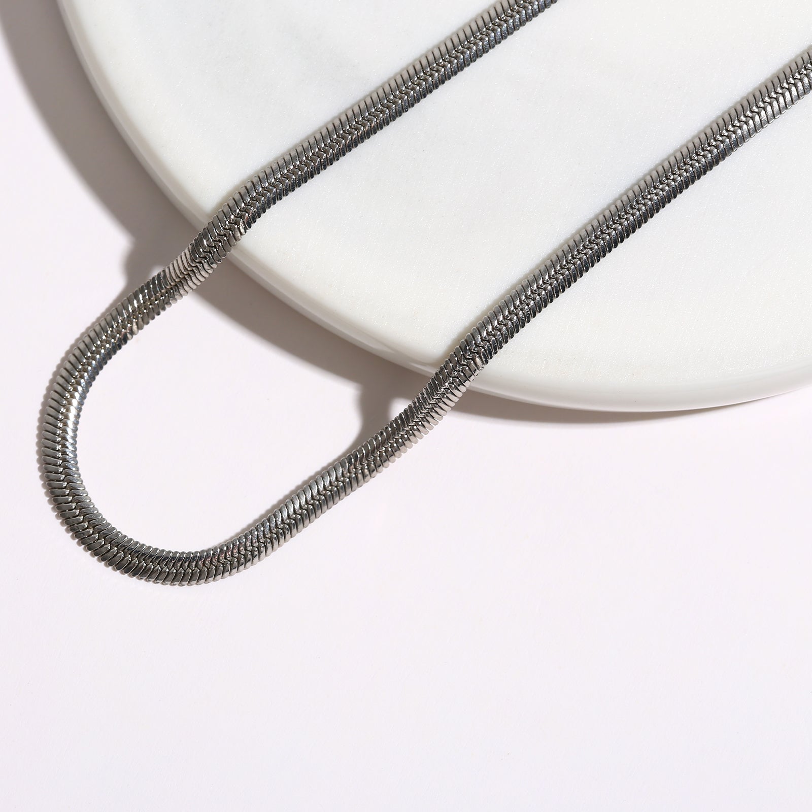 Long Snake Chain Necklace, Stainless Steel
