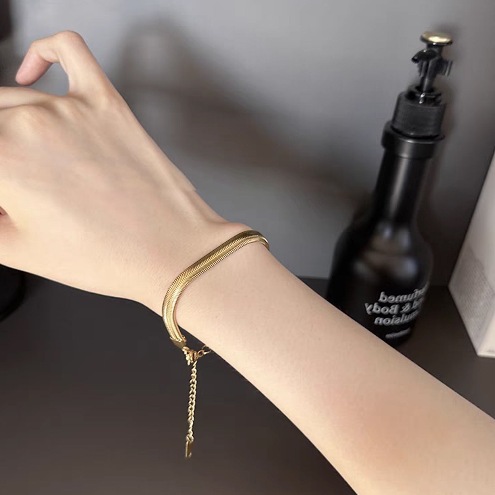 Snake Chain Bracelet, Stainless Steel 18K Gold