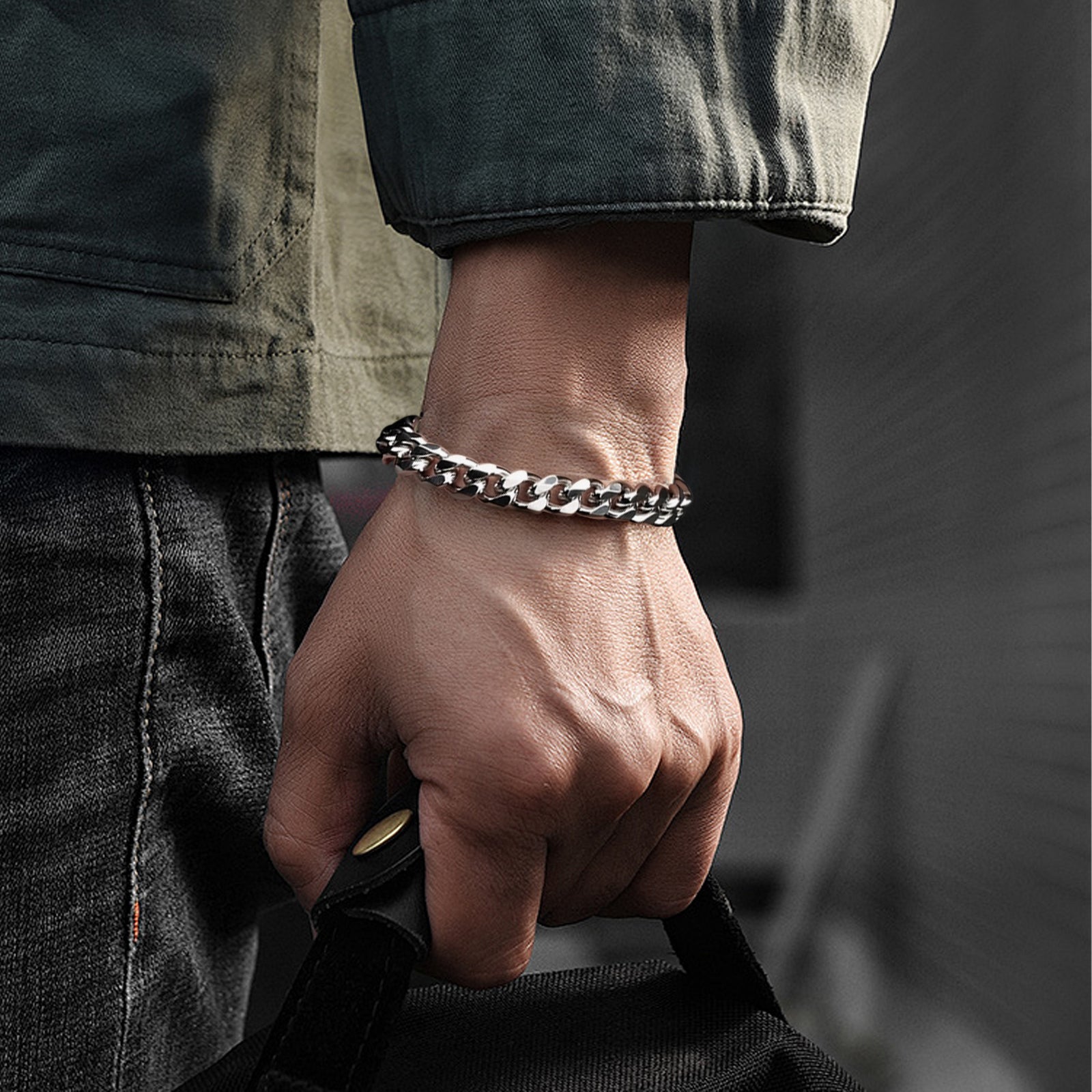 Flat Curb Chain Bracelet, Stainless Steel