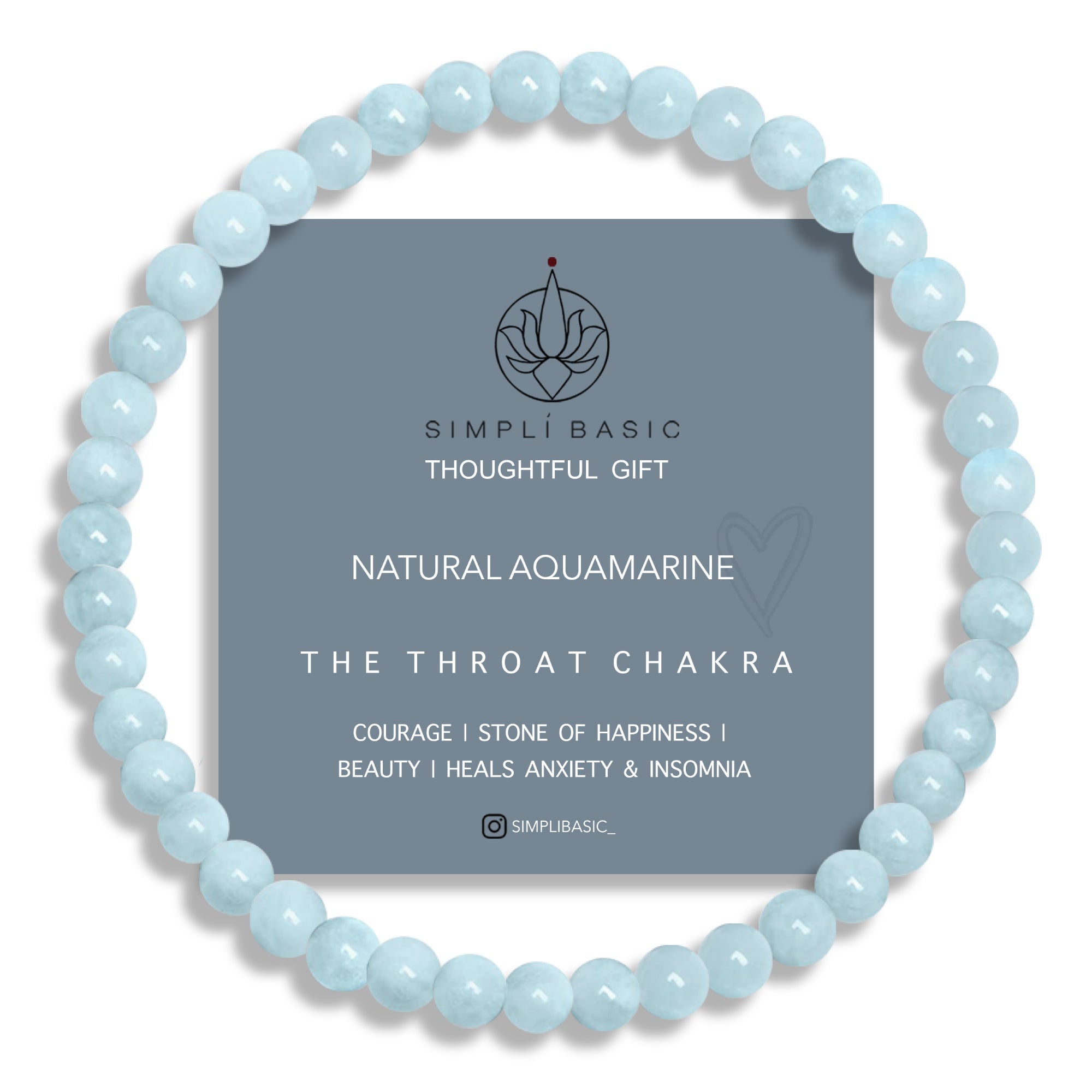 HEALING AQUAMARINE BEAD BRACELET 4MM