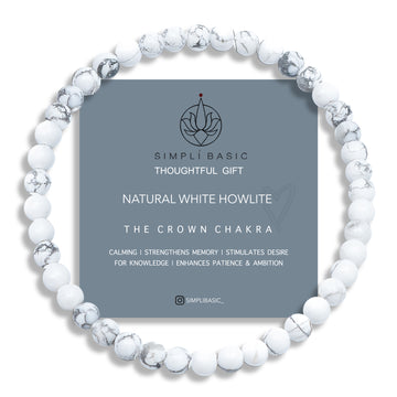 HEALING WHITE HOWLITE BEAD BRACELET 4MM