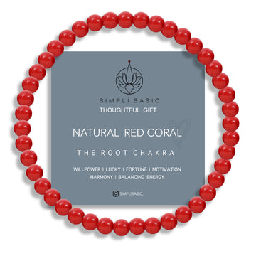 Healing Red coral bead bracelet 4mm