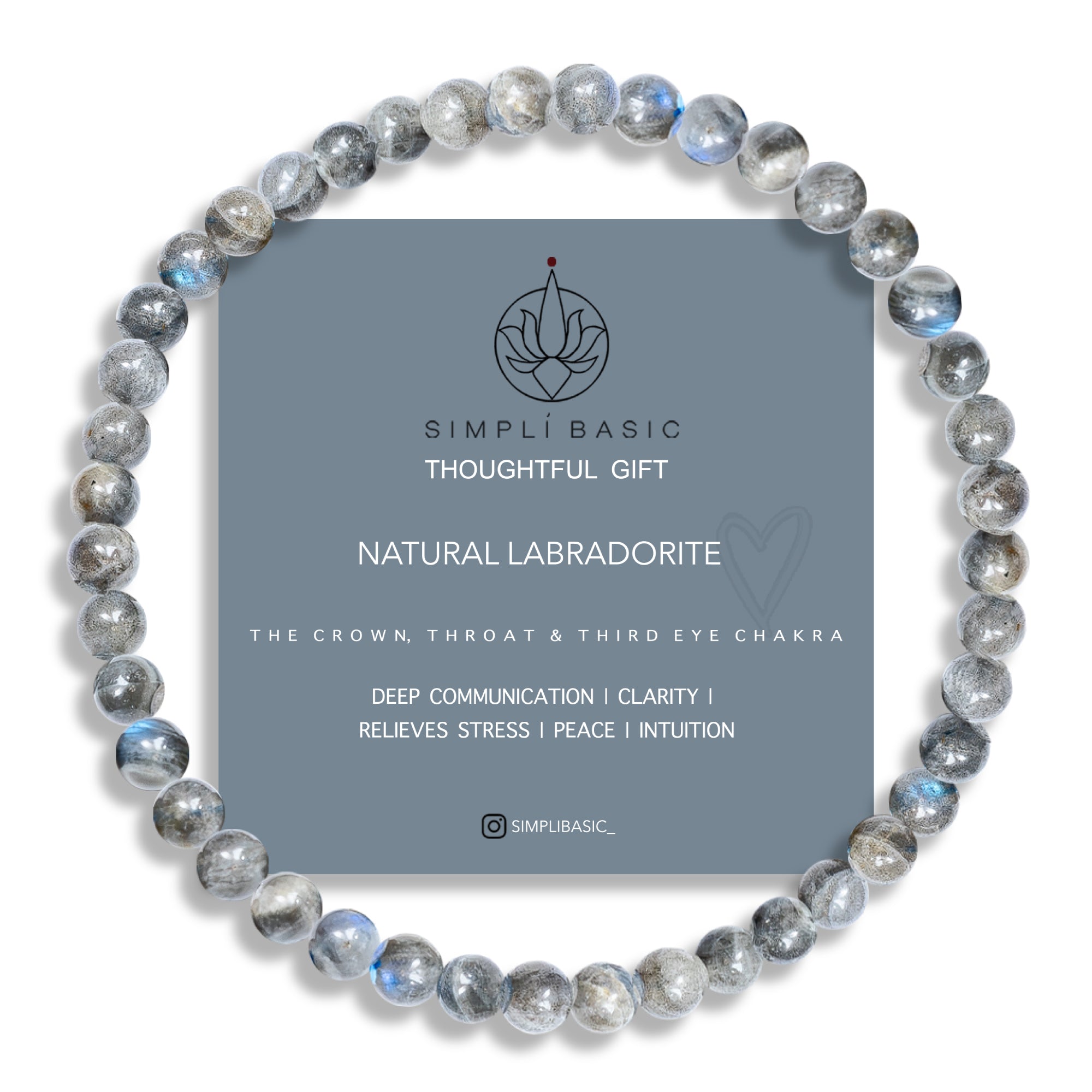 Healing Labradorite bead bracelet 4mm