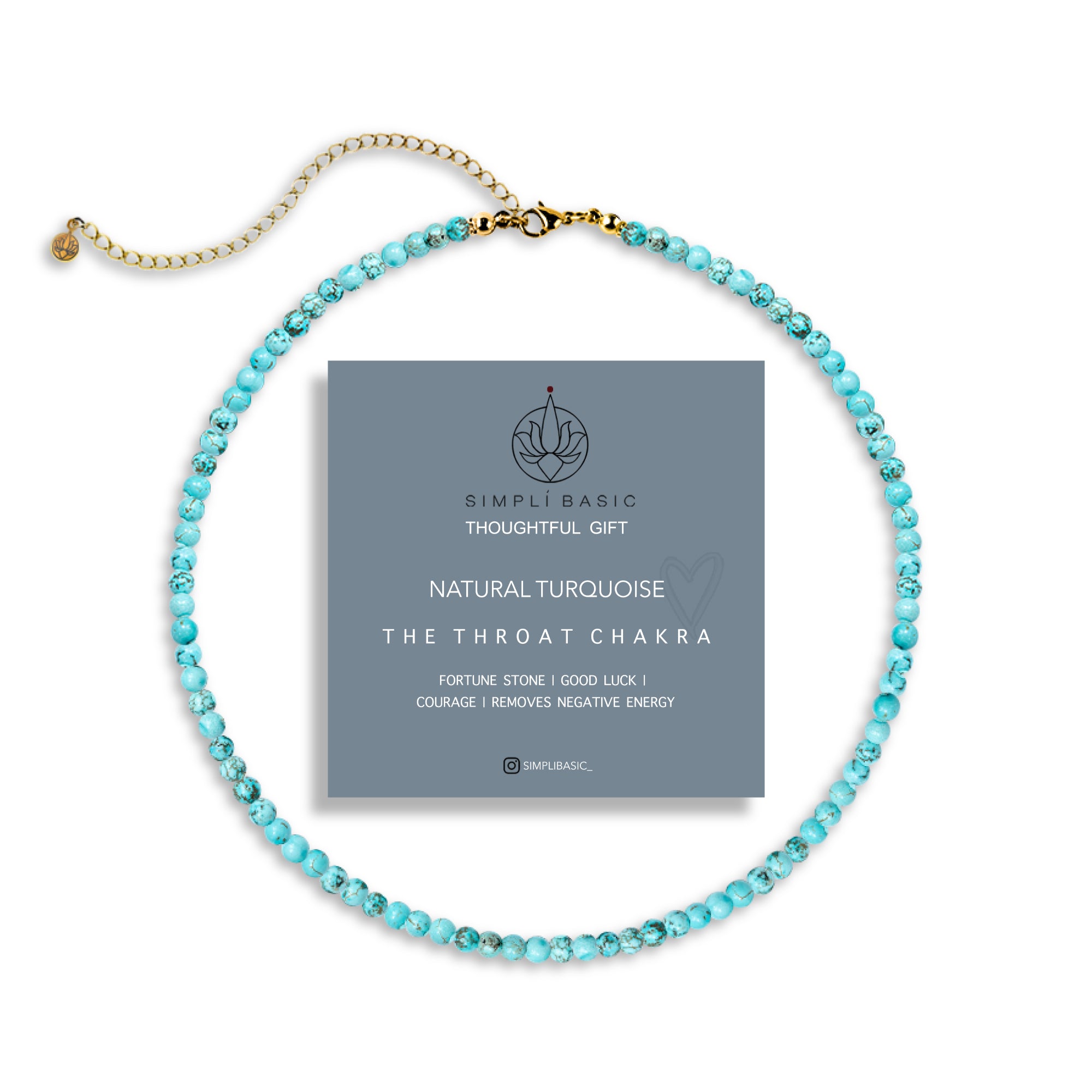NATURAL TURQUOISE HEALING GEMSTONE BEADS NECKLACE