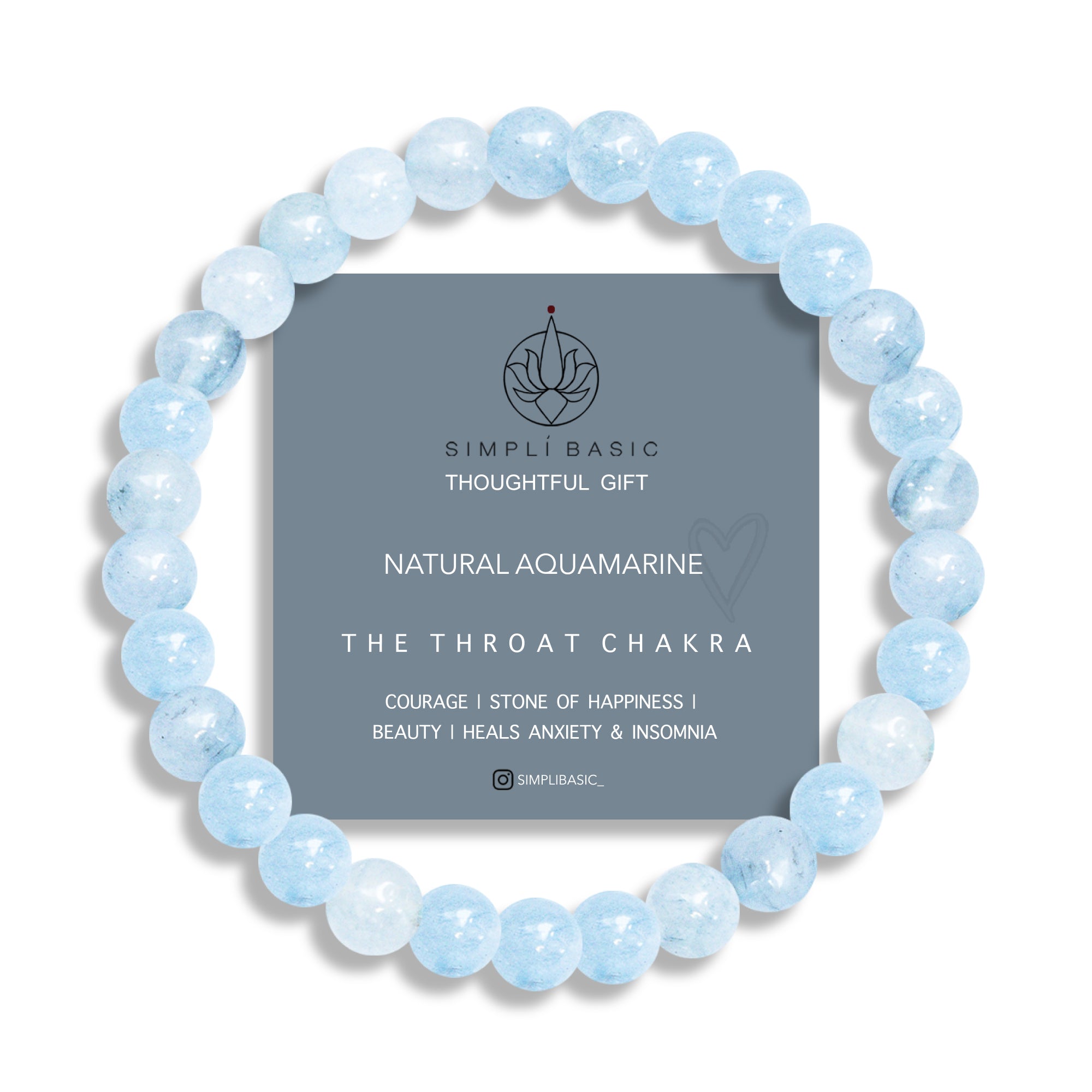 HEALING AQUAMARINE BEAD BRACELET 6MM