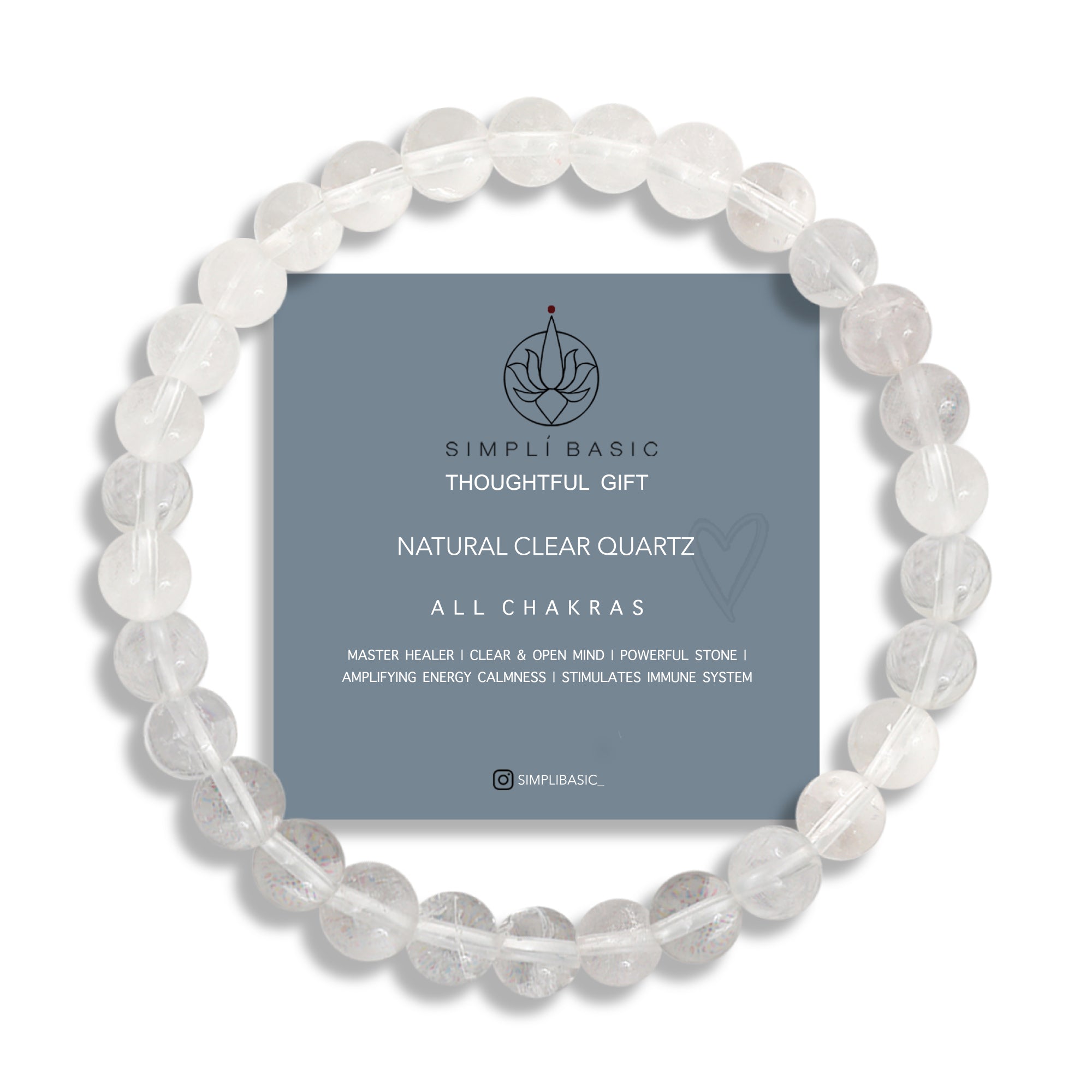 Healing Clear quartz bead bracelet 6mm