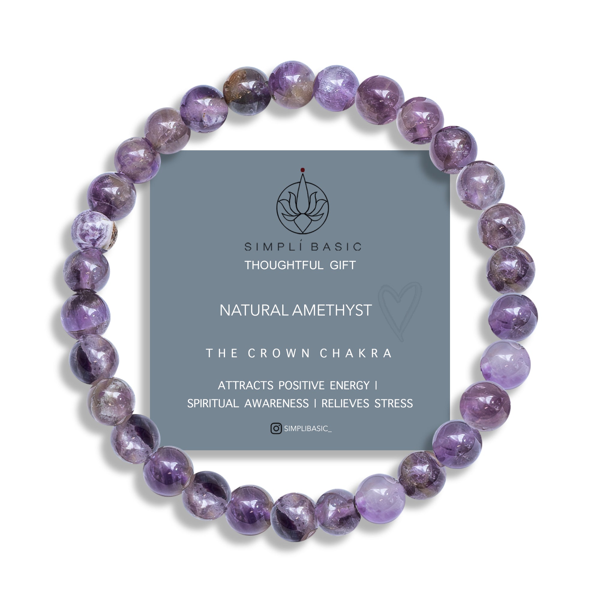HEALING AMETHYST BEAD BRACELET 6MM